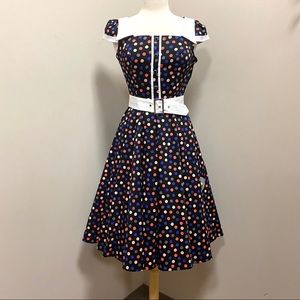 Hearts & Roses Candy Dot Dress 50s Vintage Repro